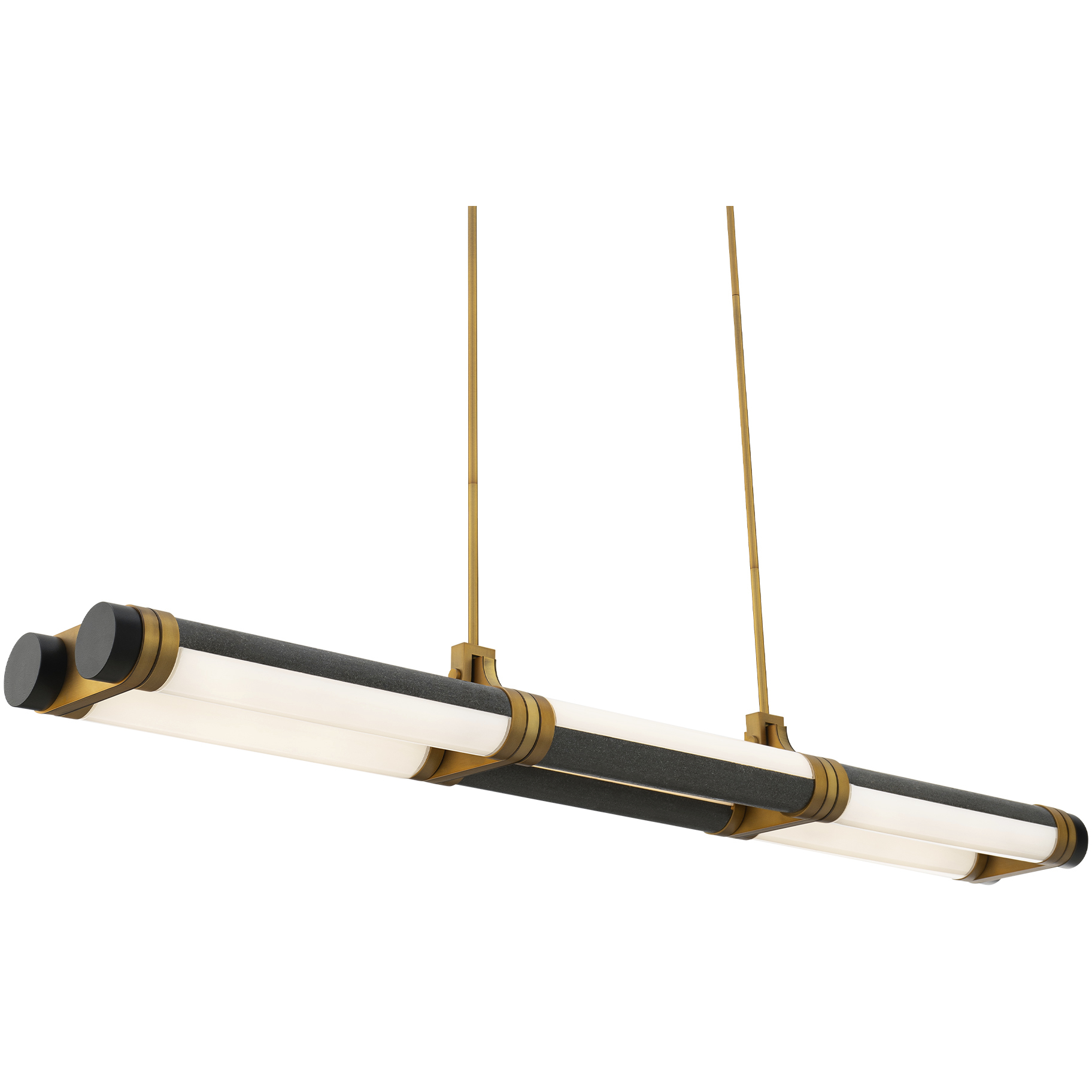 Catania LED 48 inch Basalt Stone and Aged Brass Linear Pendant Ceiling Light in 3500K