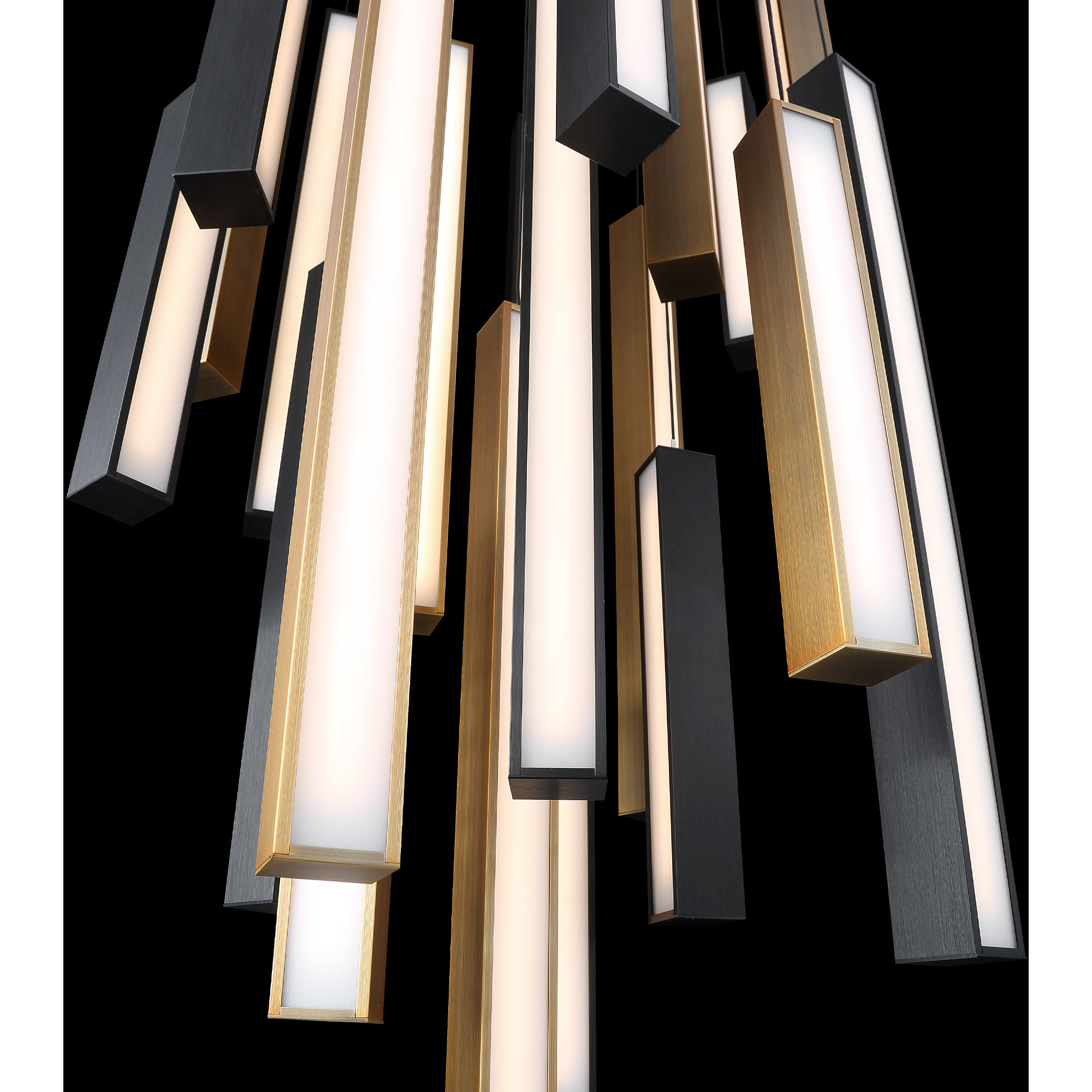 Chaos LED 26 inch Black and Aged Brass Multi-Light Pendant Ceiling Light in 21, 26in., Black Aged Brass/Black