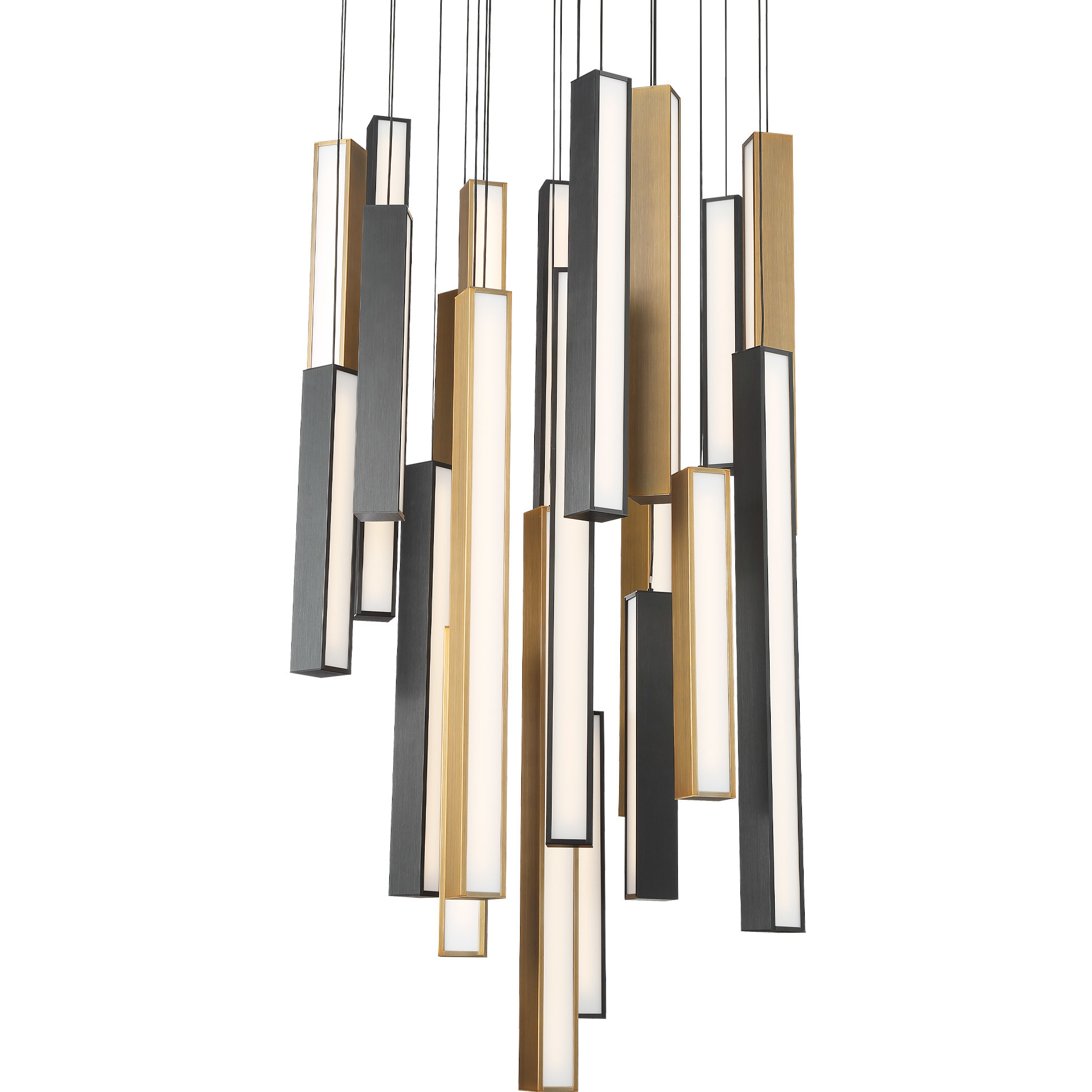 Chaos LED 26 inch Black and Aged Brass Multi-Light Pendant Ceiling Light in 21, 26in., Black Aged Brass/Black