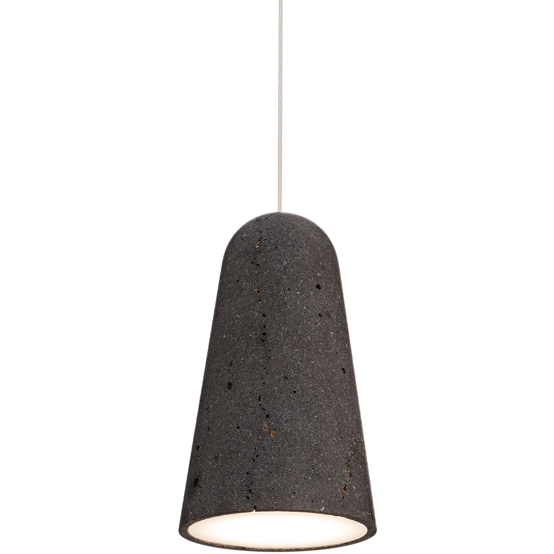 Pompeii LED 6 inch Basalt Stone and Black Mini-Pendant Ceiling Light in 3000K, Bassalt Stone and Black