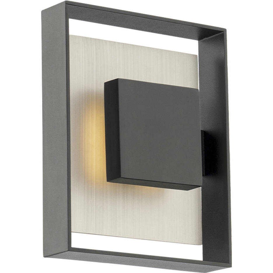 Boxie LED 10 inch Black with Brushed Nickel Outdoor Wall Light