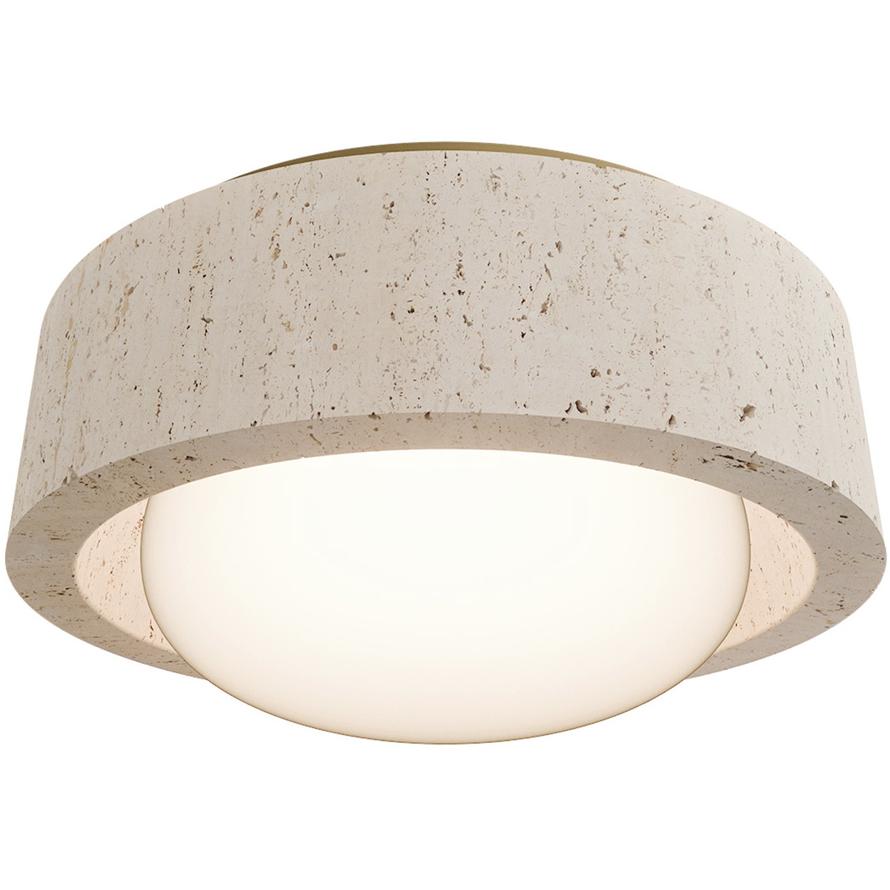 Tane LED 13 inch Beige Travertine and Aged Brass Flush Mount Ceiling Light