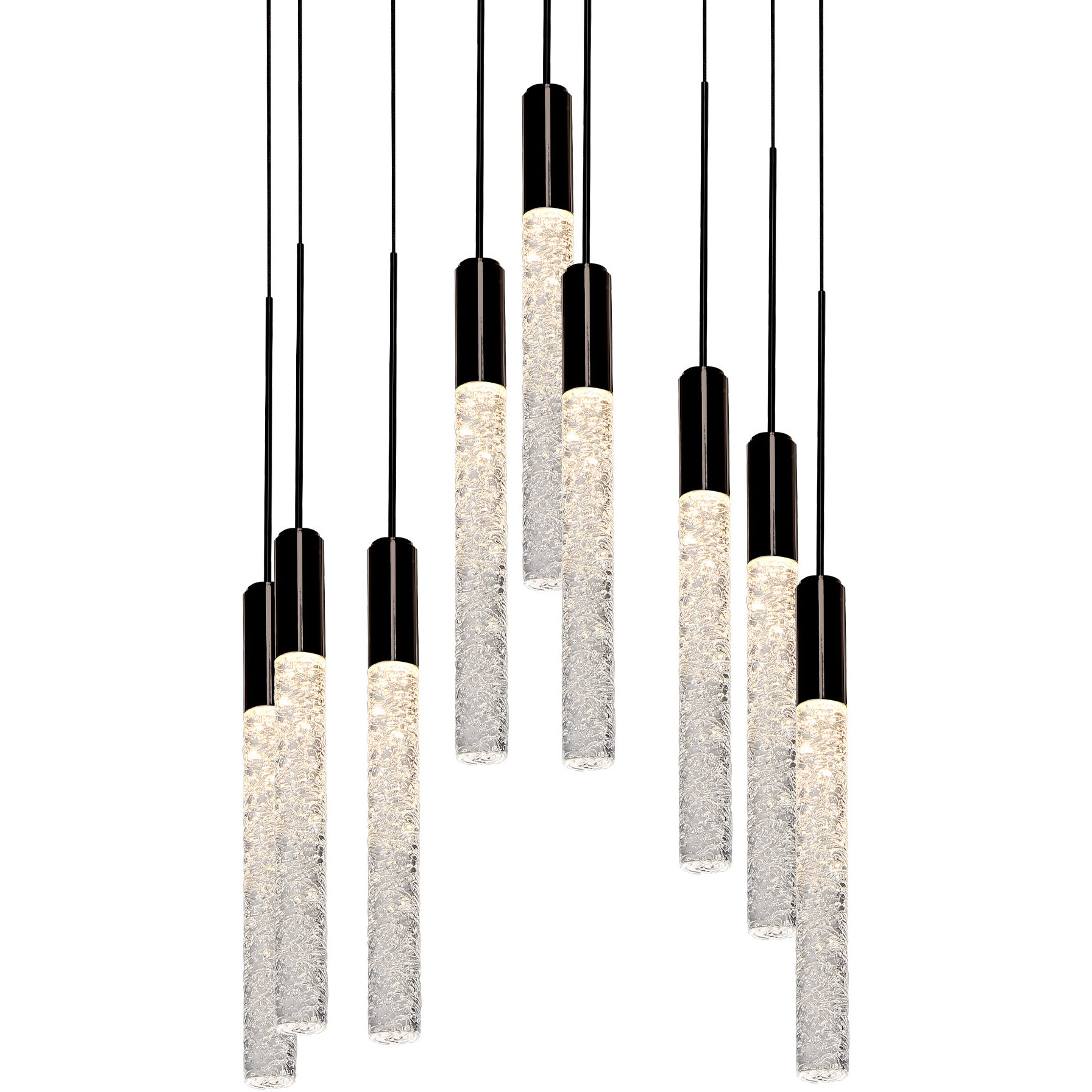 Magic LED 17 inch Black Multi-Light Pendant Ceiling Light in 9, Round