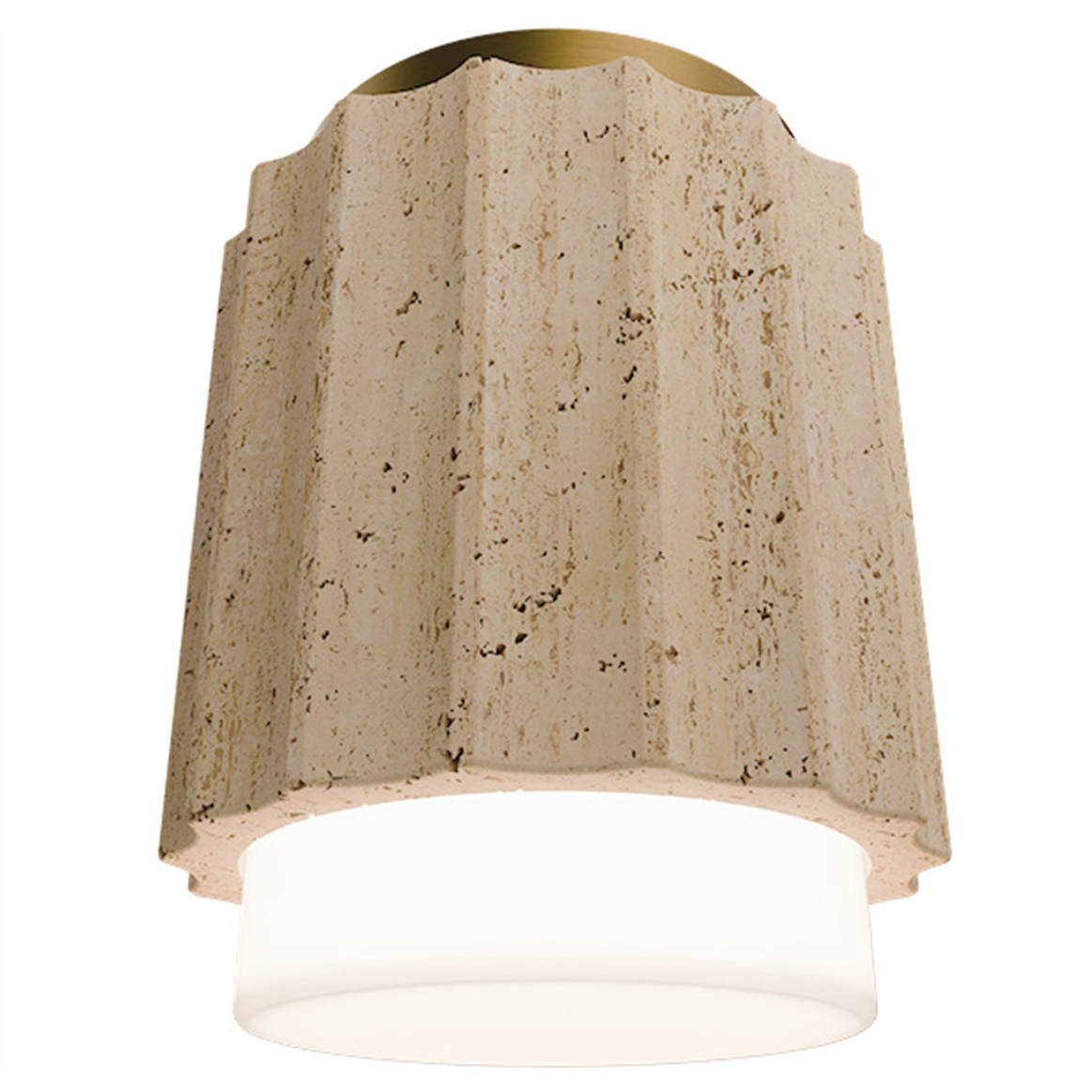 Caviar LED 7 inch Beige Travertine and Aged Brass Flush Mount Ceiling Light