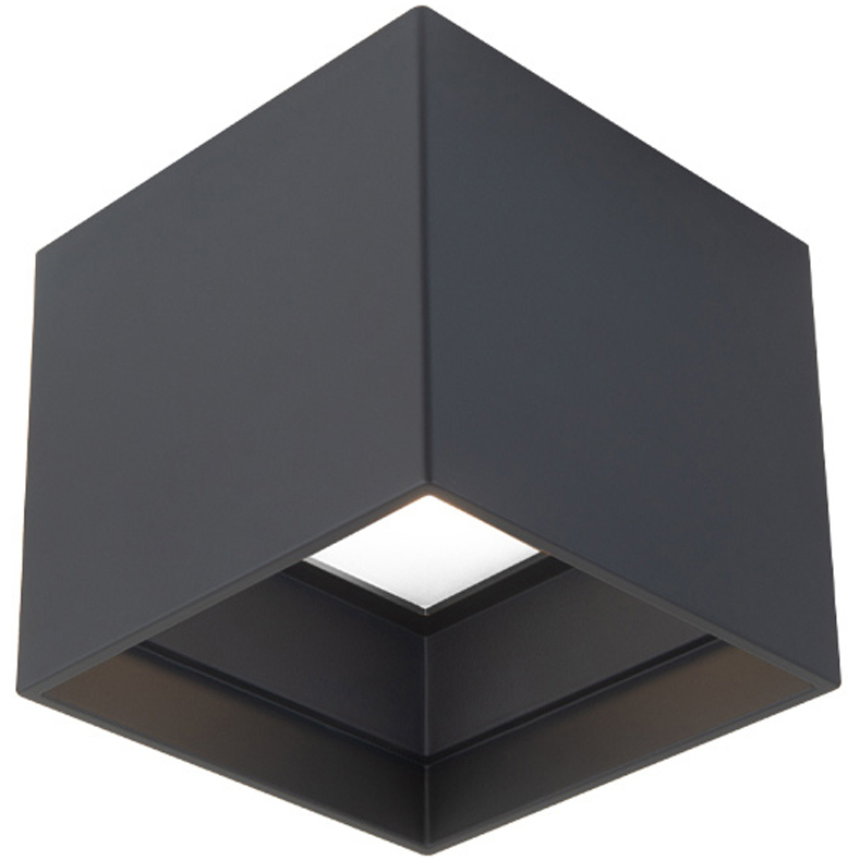 Kube 1 Light 5 inch Black Outdoor Flush Mount in 3000K