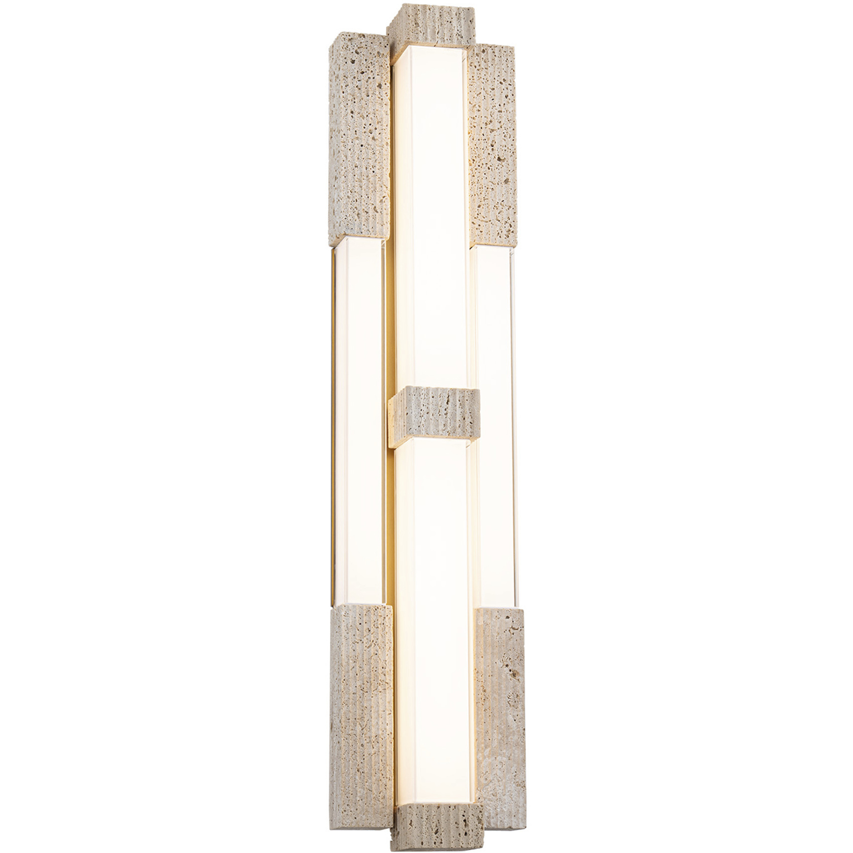 Conan LED 4 inch Beige Travertine and Aged Brass ADA Wall Sconce Wall Light