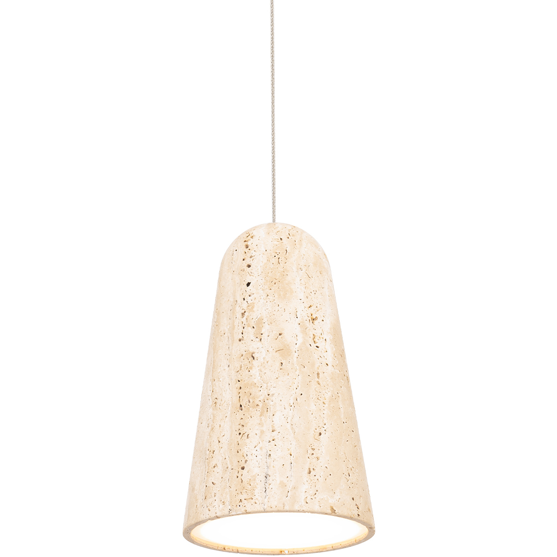 Pompeii LED 6 inch Beige Travertine and Aged Brass Mini-Pendant Ceiling Light in 3500K
