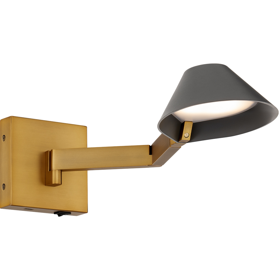 Pavilion 5.1 inch 7.2 watt Black and Aged Brass Swing Arm Light Wall Light in Black Aged Brass
