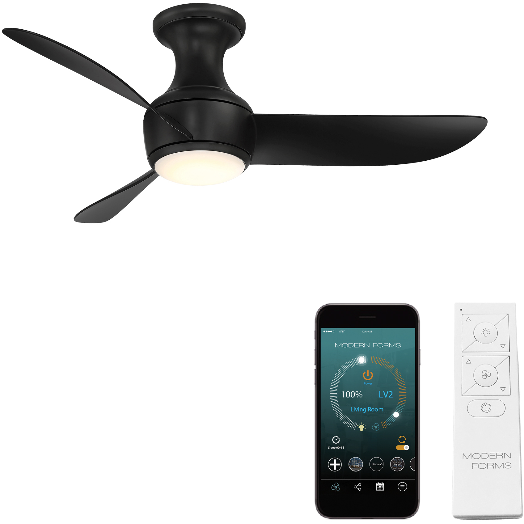 Modern Forms FH-W2203-44L-35-MB Corona 44 inch Matte Black Flush