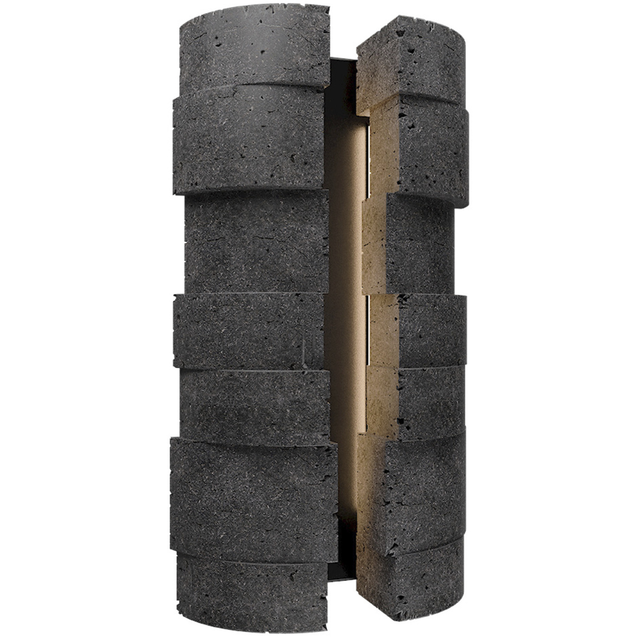 Formation LED 16 inch Basalt Stone and Black Outdoor Wall Light