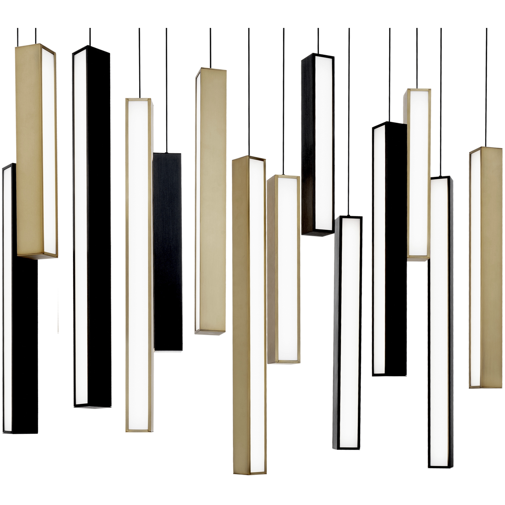 Chaos LED 10 inch Black and Aged Brass Multi-Light Pendant Ceiling Light
