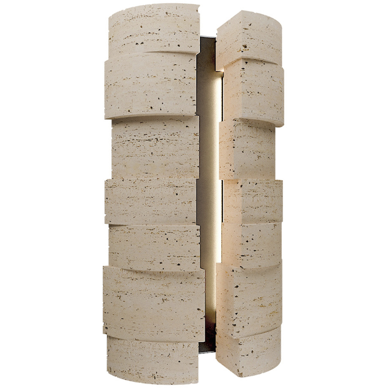 Formation LED 16 inch Beige Travertine and Black Outdoor Wall Light
