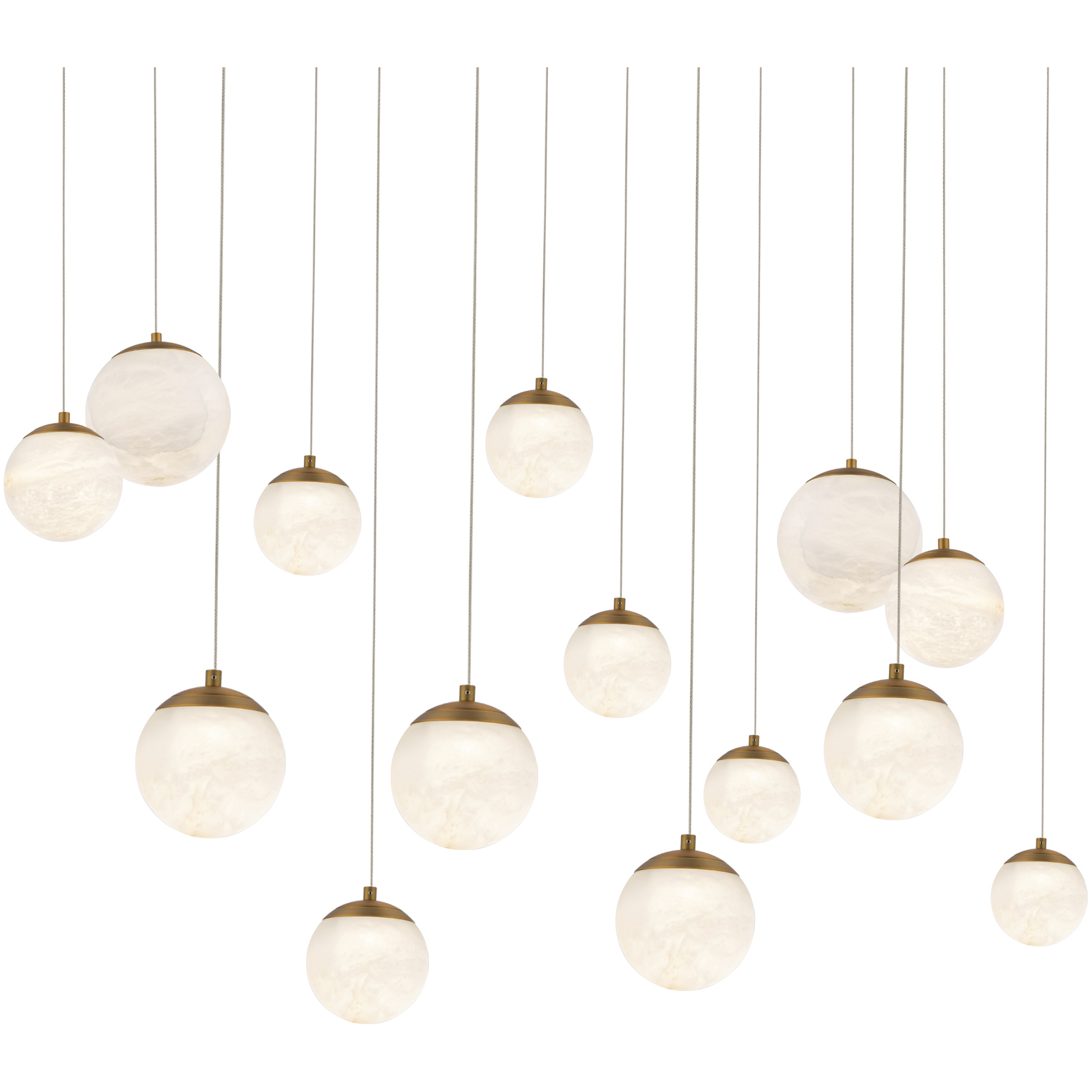 Pisces 14 Light 40 inch Aged Brass Linear Pendant Ceiling Light
