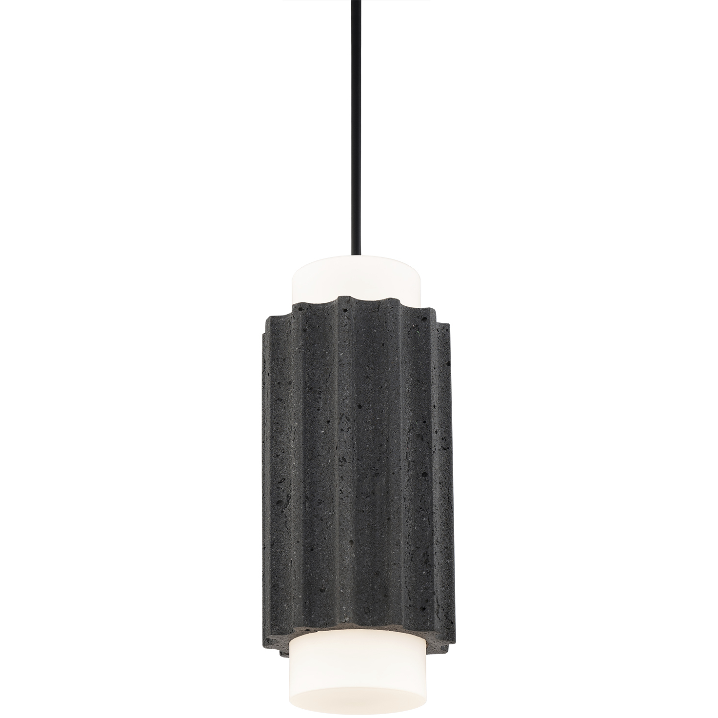 Caviar LED 7 inch Basalt Stone and Black Mini-Pendant Ceiling Light in 3500K, Bassalt Stone and Black