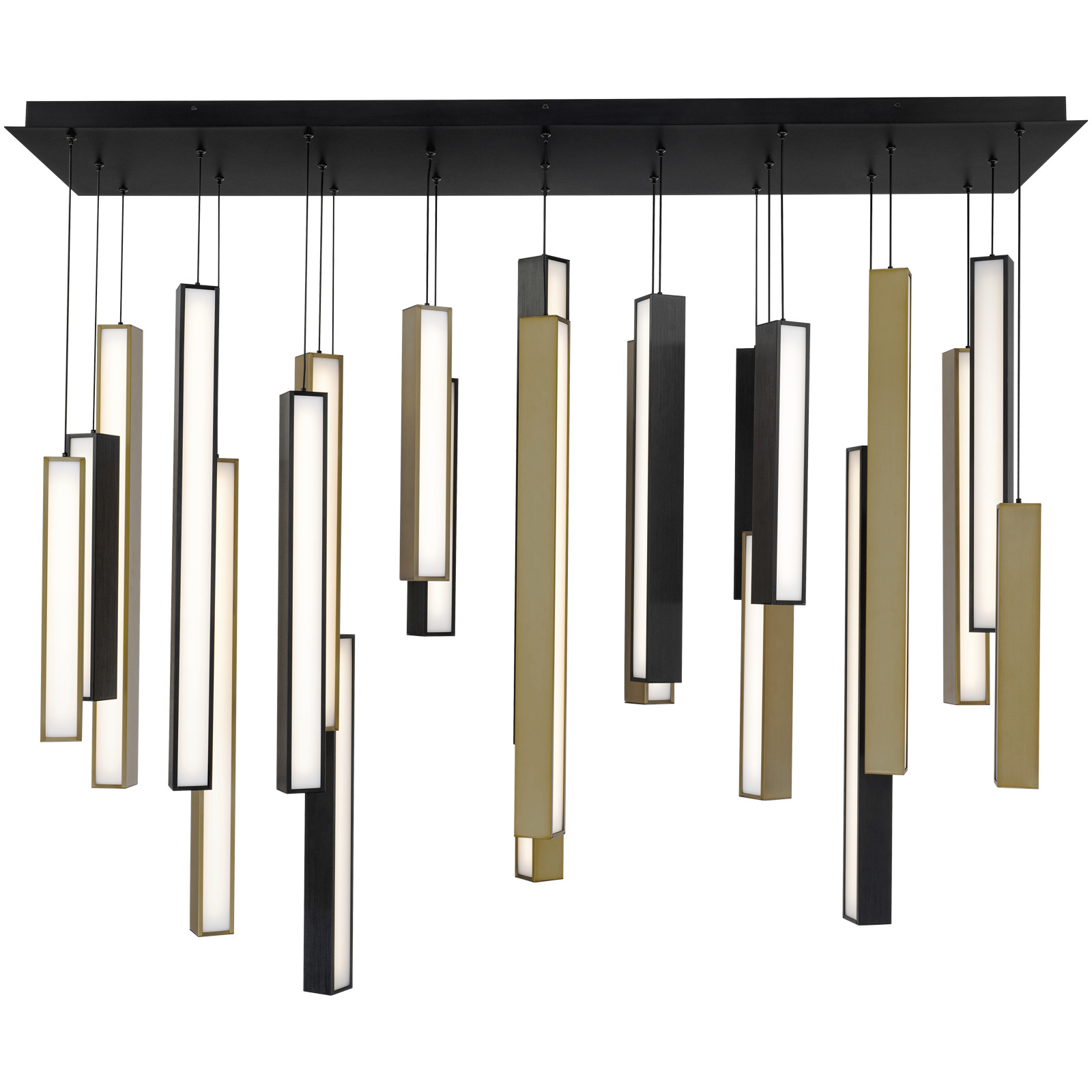 Chaos LED 12 inch Black and Aged Brass Multi-Light Pendant Ceiling Light