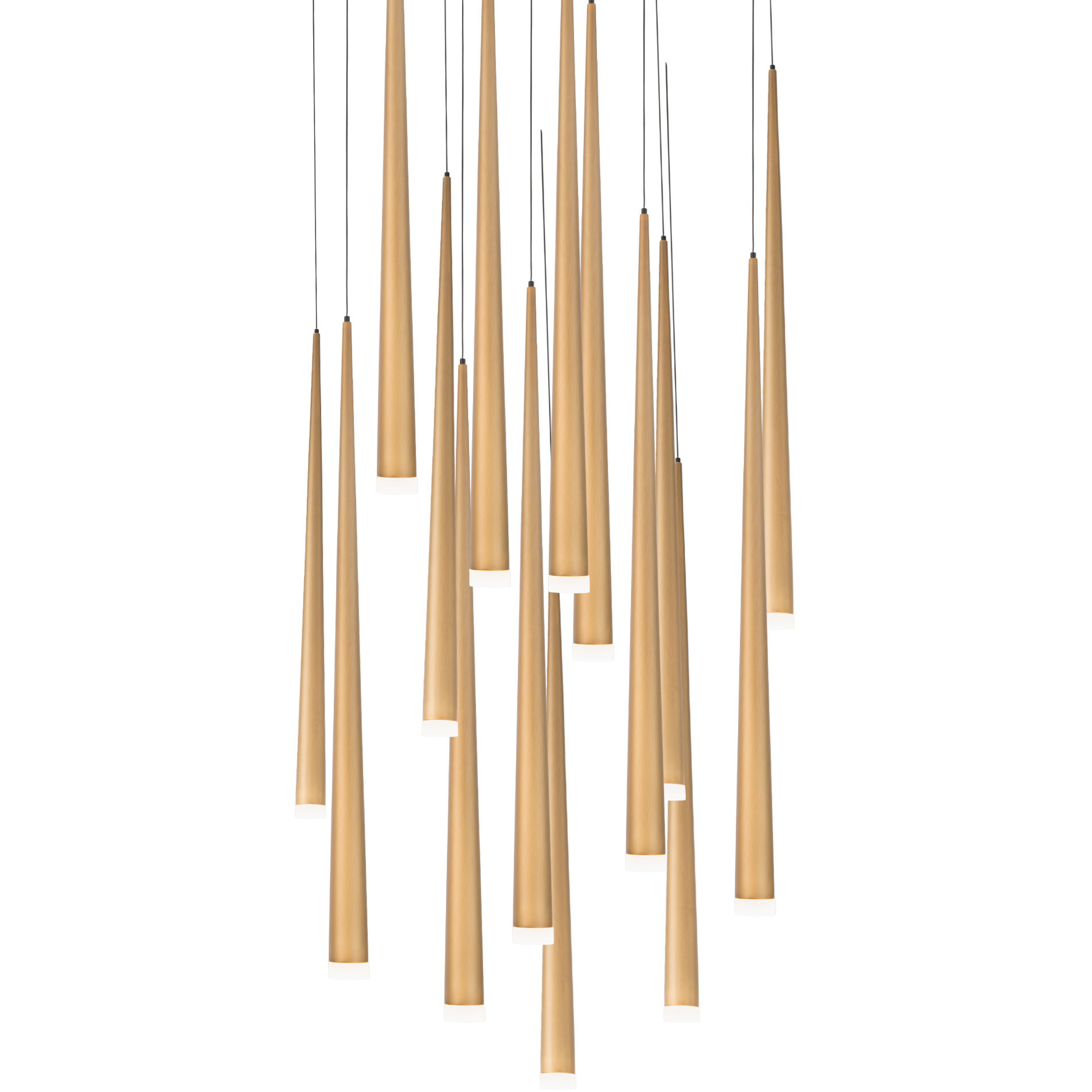 Cascade LED 23 inch Aged Brass Multi-Light Pendant Ceiling Light in 15, Round, 28in.