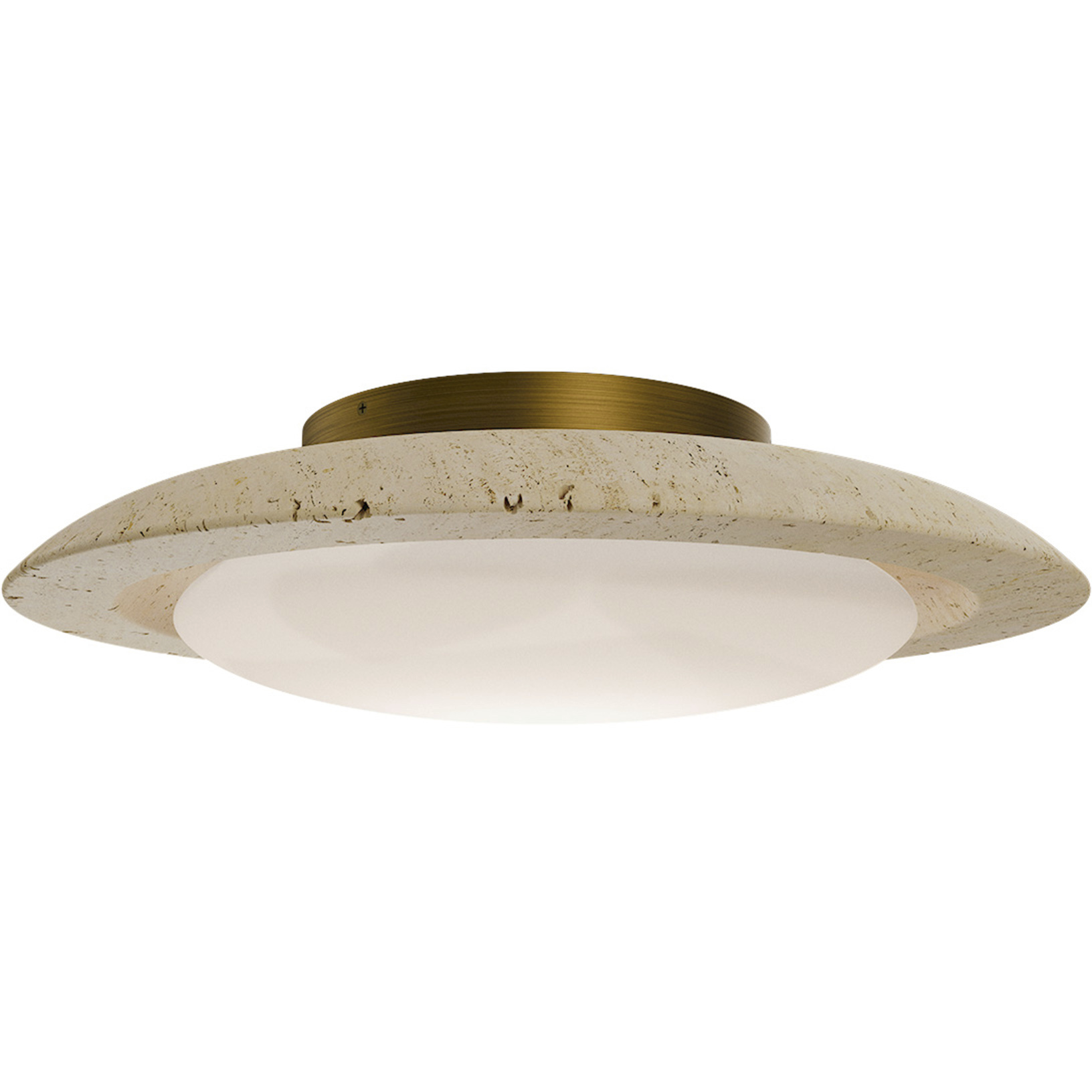 Saturno LED 19.75 inch Beige Travertine and Aged Brass Flush Mount Ceiling Light