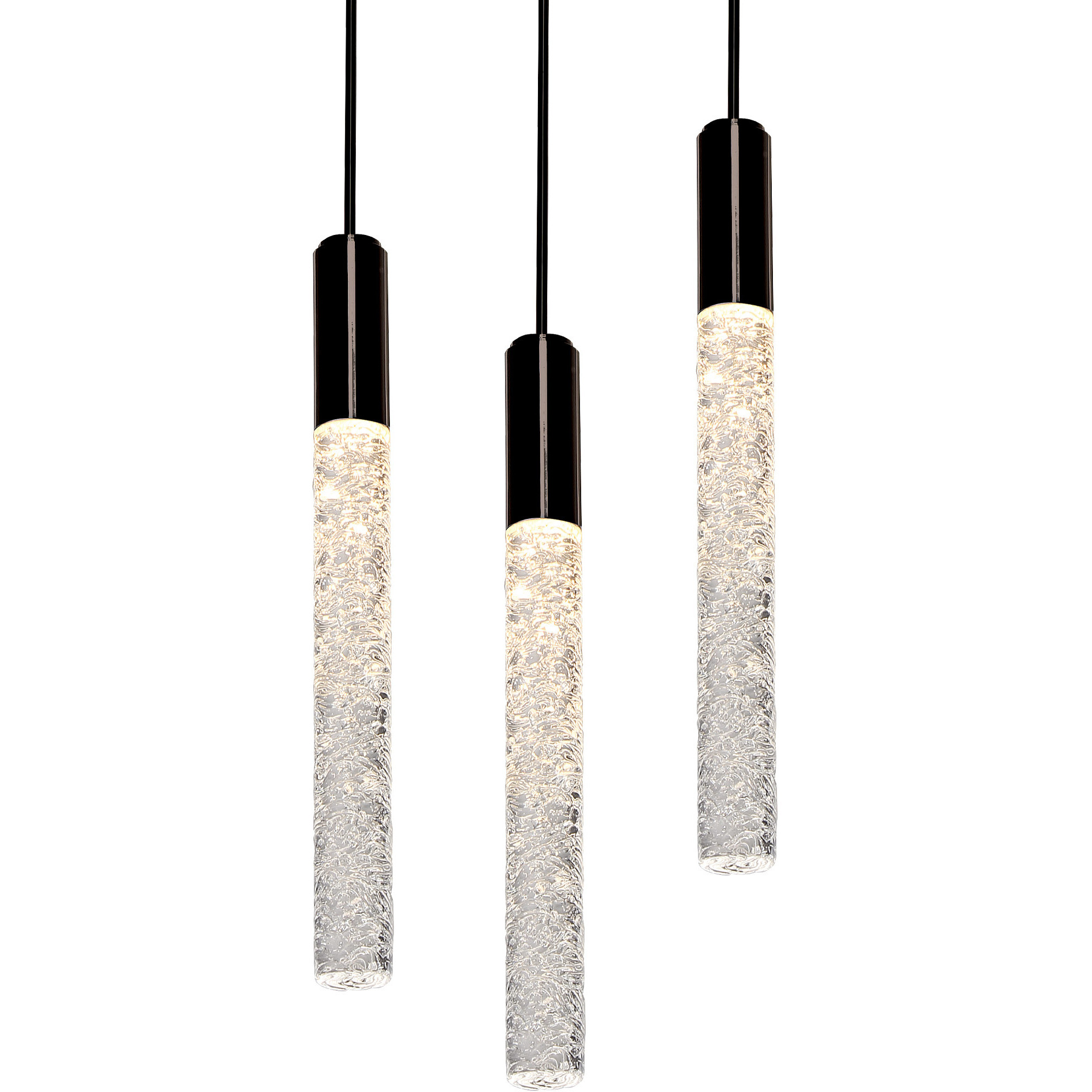 Magic LED 12 inch Black Multi-Light Pendant Ceiling Light in 3, Round