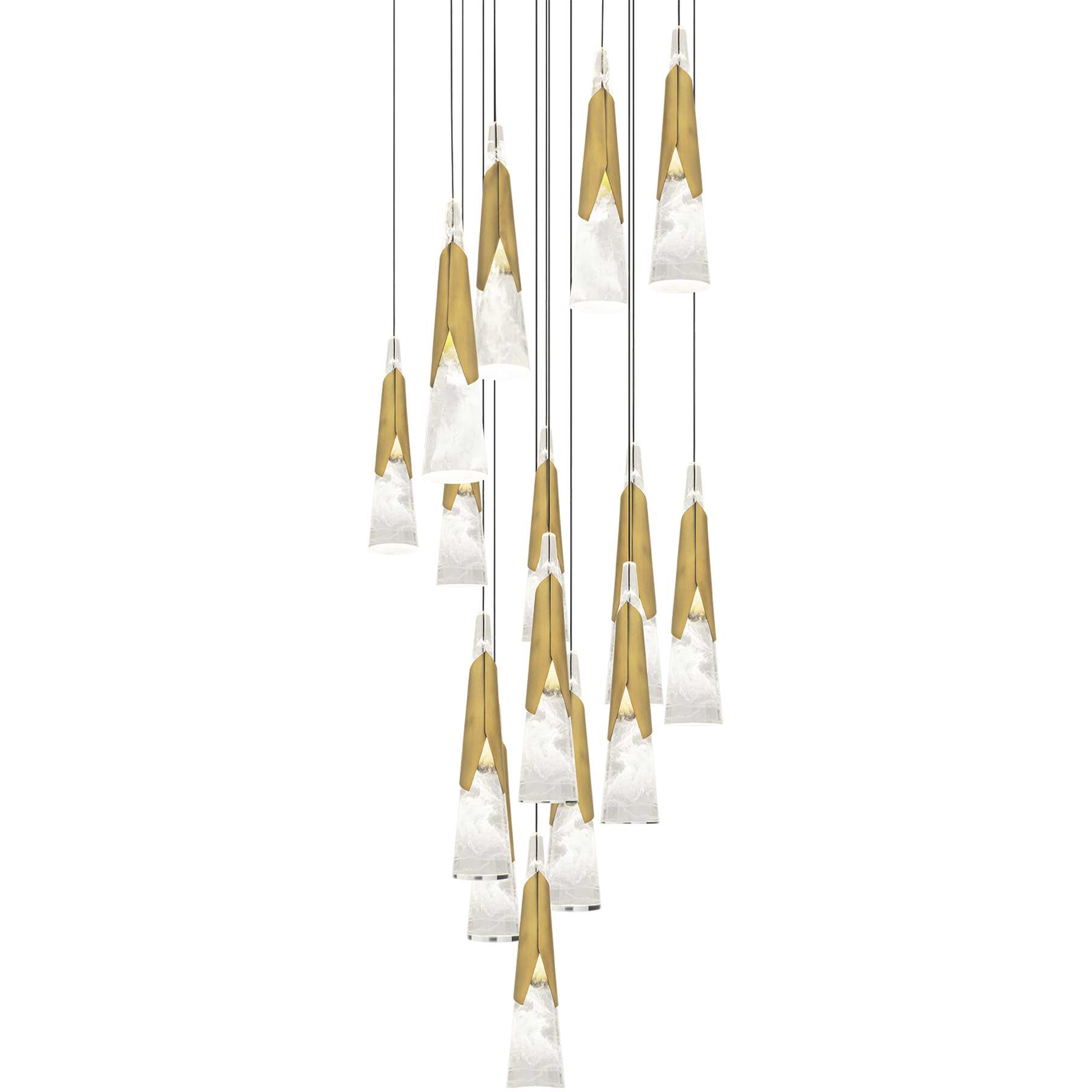 Kilt 15 Light 23 inch Aged Brass Multi-Light Pendant Ceiling Light