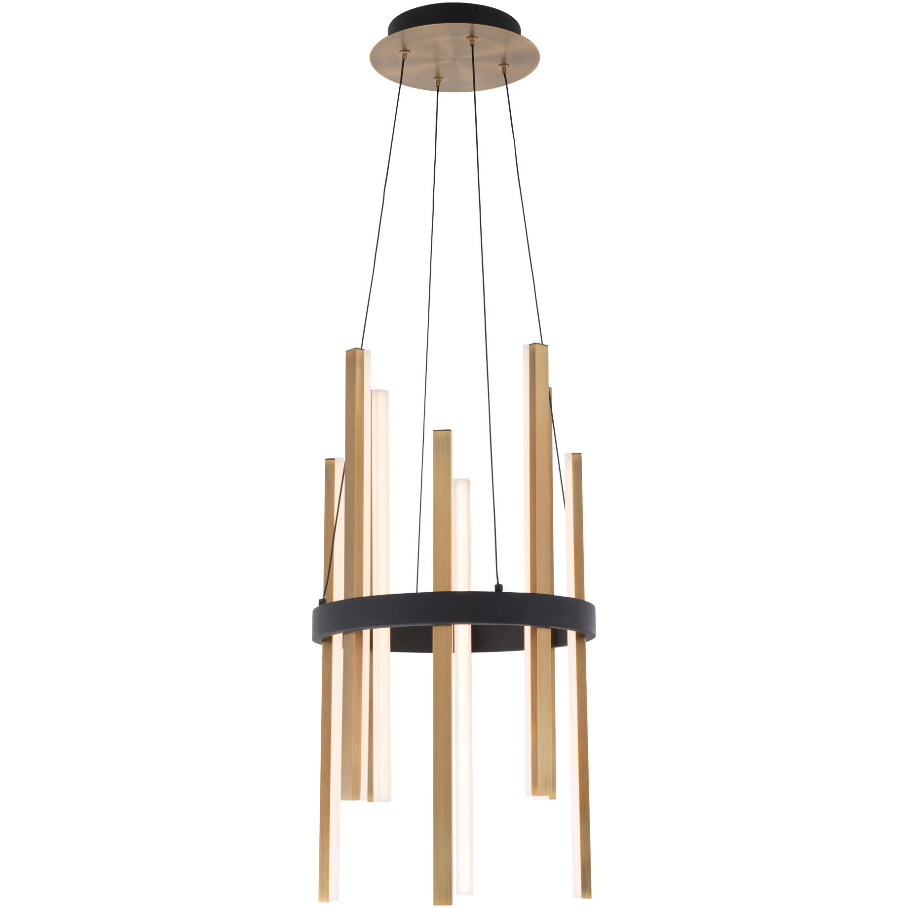 Harmonix LED 14 inch Black and Aged Brass Chandelier Ceiling Light in 14in.