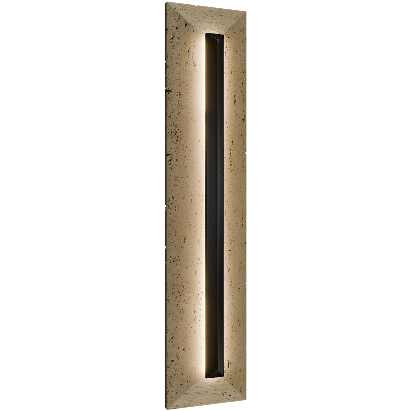 Bell Tower LED 28 inch Beige Travertine and Black Outdoor Wall Light