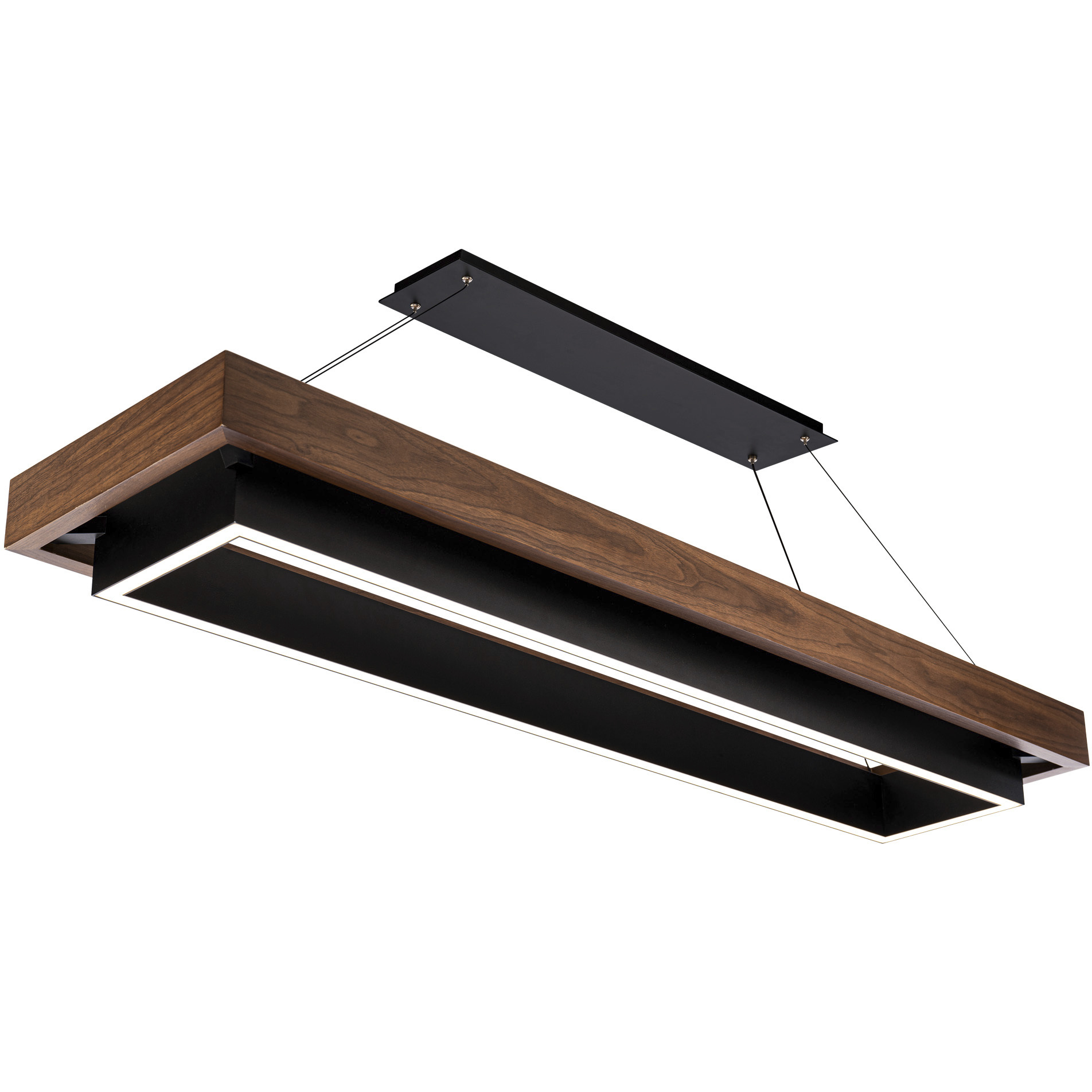 Hustler LED 54 inch Black and Dark Walnut Linear Chandelier Ceiling Light