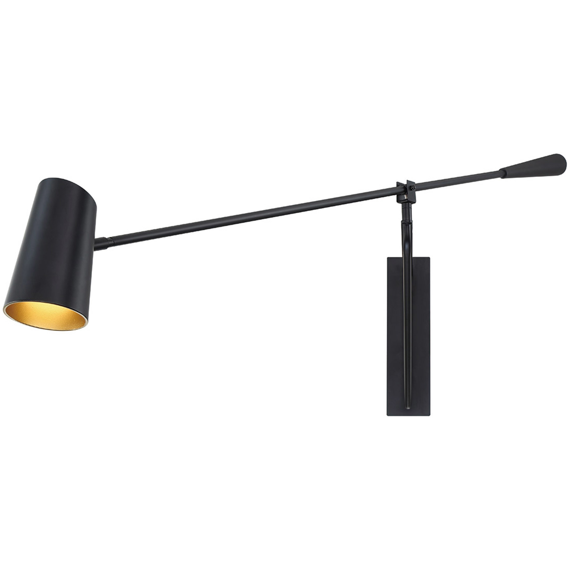 Stylus LED 59 inch Black and Gold Reading Light Wall Light