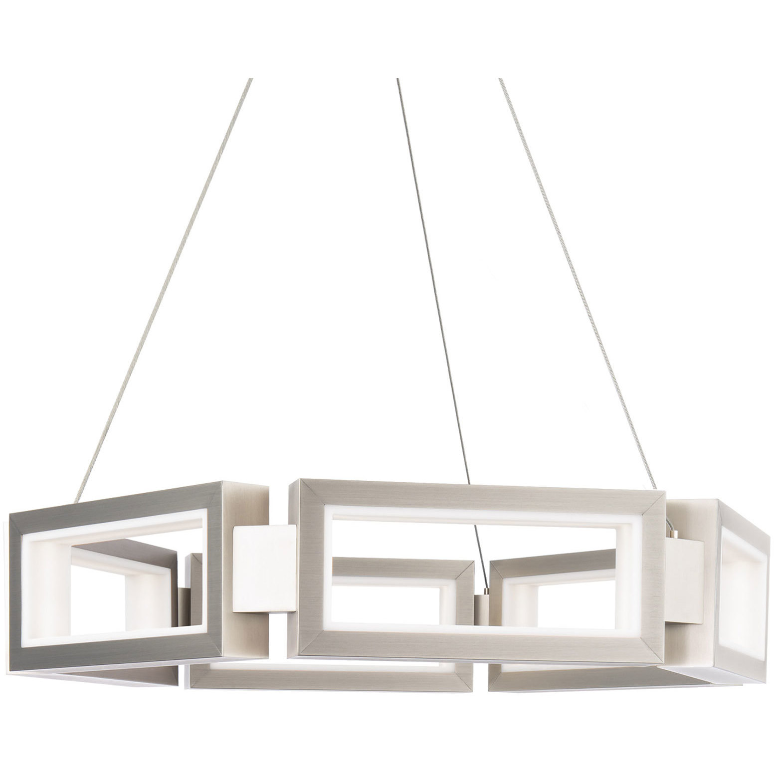 Mies 6 Light 23.88 inch Brushed Nickel Chandelier Ceiling Light in 29in.